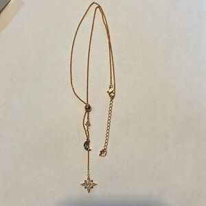 Swarovski Crystal Symbolic Y Necklace, Moon & Star Rose-Gold